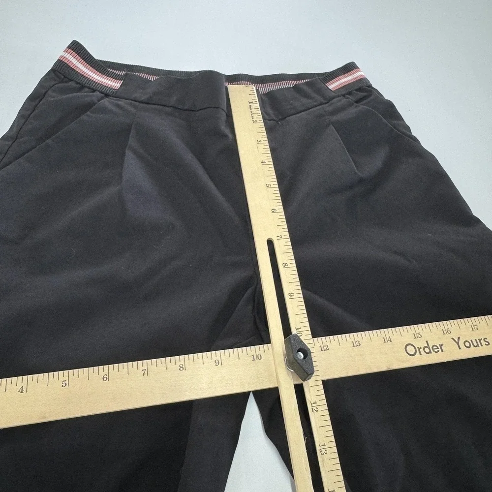 Zara Pants Women XS Black‎ Striped Stretch Waist Tapered Office Career